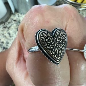 James Avery *RETIRED* Size 10 Heirloom Heart Ring, Bronze and Sterling Silver